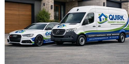 picture of the quirk property solutions fleet vehicles 